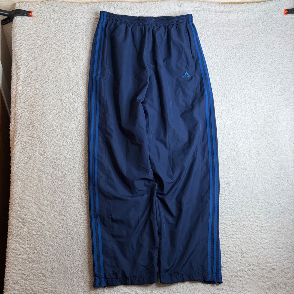 Adidas Y2K Mens Track Pants Navy Blue 3-Stripe Mesh Lined L baggy loose fit